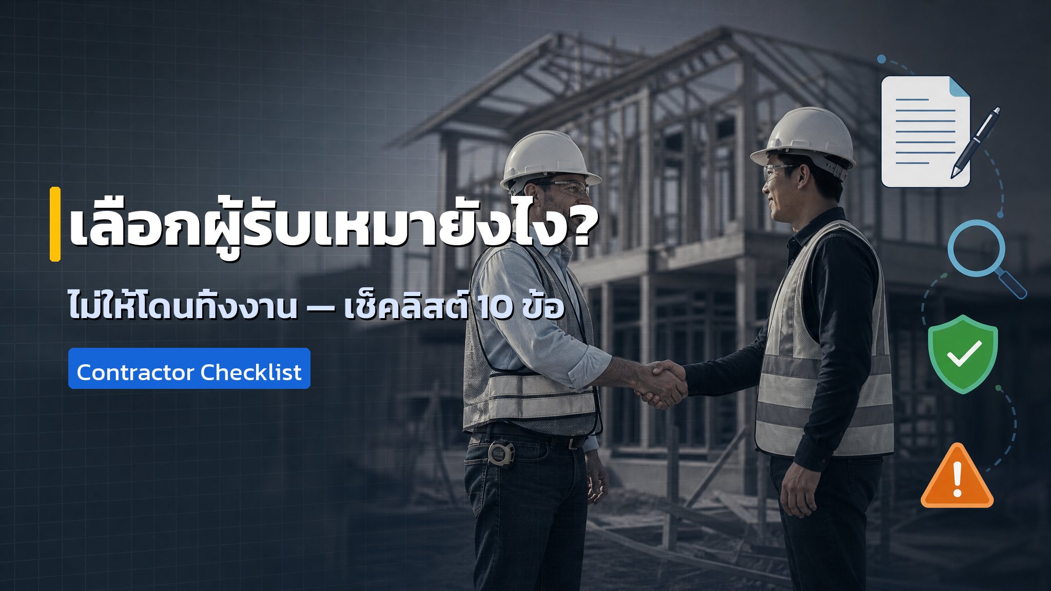 วิธีเลือกผู้รับเหมาก่อสร้างไม่ให้โดนทิ้งงาน — เช็คลิสต์ 10 ข้อก่อนเซ็นสัญญา